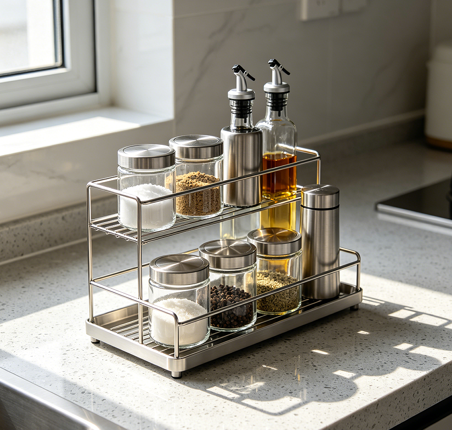 Stainless Steel Kitchen Spice Rack Holder Unit